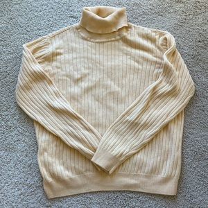 Pastel Yellow Ribbed Turtleneck Sweater!